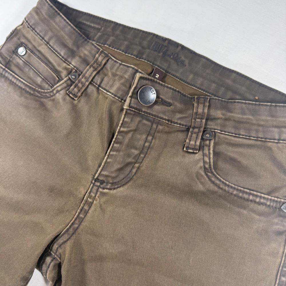 Kut from the Kloth Brown Skinny Pants Womens 2 KP164MD9 Stretch Cotton Trousers